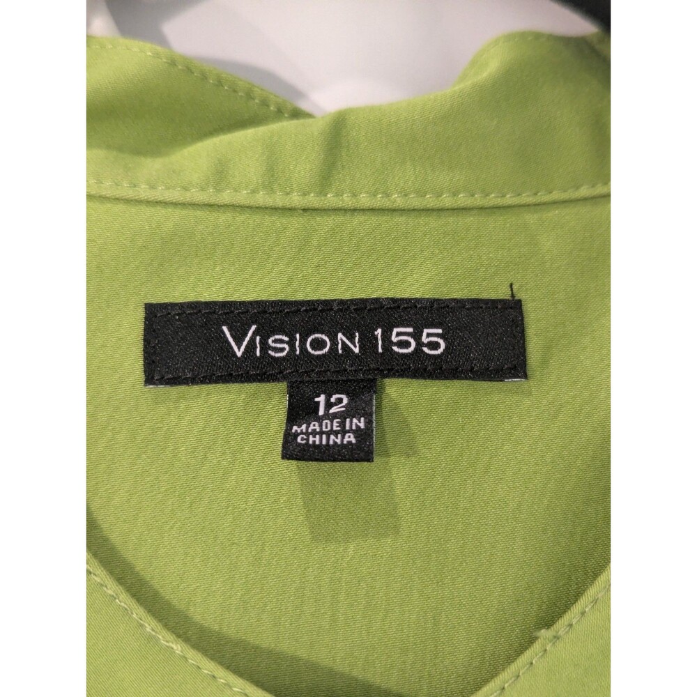 Vision 155 Sleeveless Button‎ Tunic Blouse Green 97% Cotton Women Regular - Picture 2 of 6